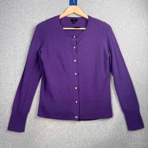 Talbots Sweater Set Women XS Purple 100%‎ Cashmere Cardigan Shell Rhinestone